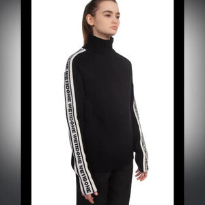 We11done Wool Logo Stripe Turtleneck, size small